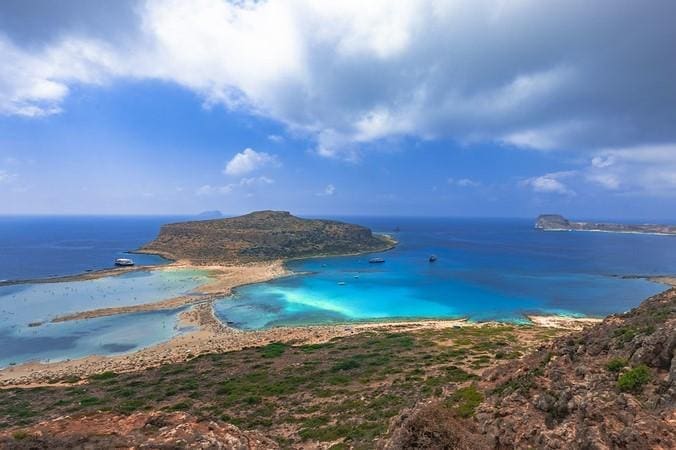 A panoramic view of Balos Beach in Crete.