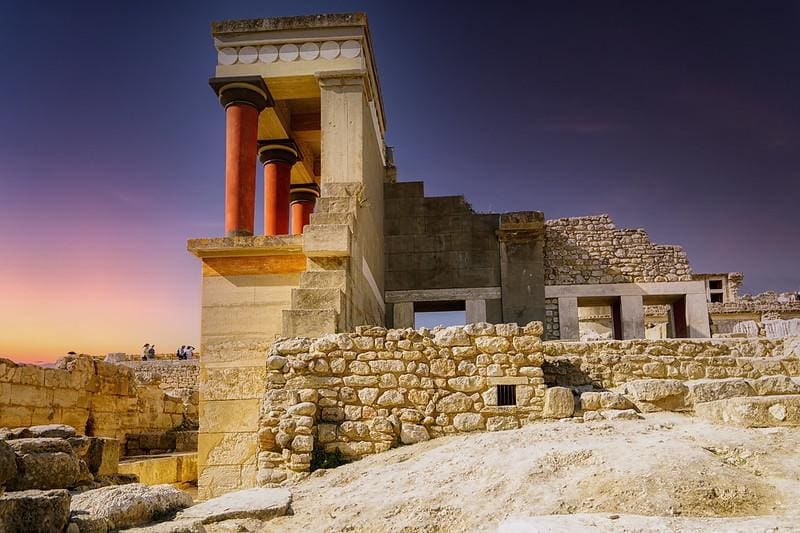 The ancient ruins of the Palace of Knossos in Crete.