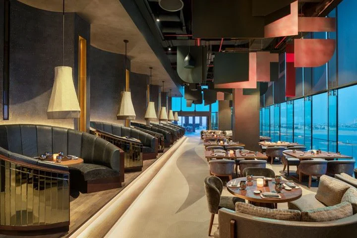 Best Japanese restaurant in Dubai, Akira Back, with urban vista