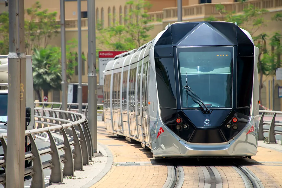 The front of a Dubai tram