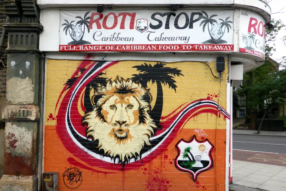 Front of the Roti Stop local in London